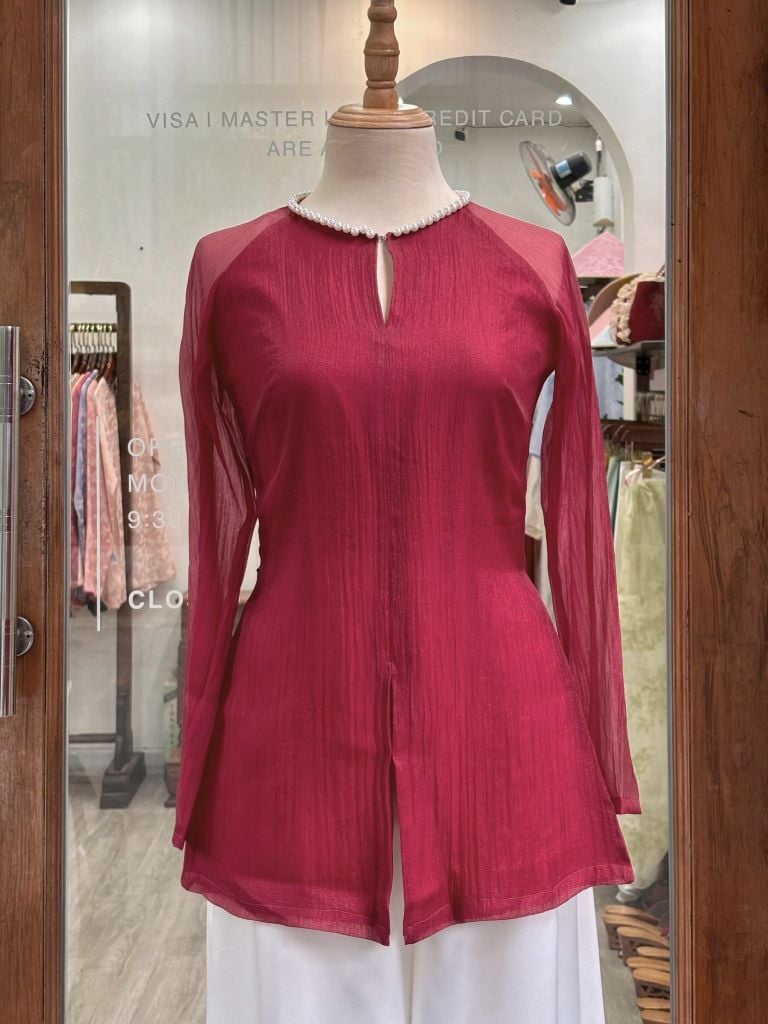 Áo bà ba Cách tân Út Thơ - Đỏ đô