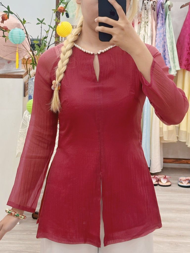 Áo bà ba Cách tân Út Thơ - Đỏ đô