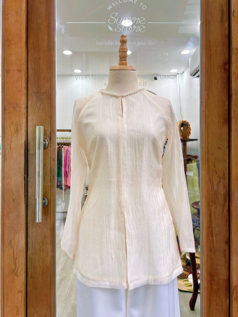 Áo bà ba Cách tân Út Thơ - Kem nhạt