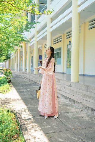 Áo dài dáng suôn An Phương - Vườn hồng