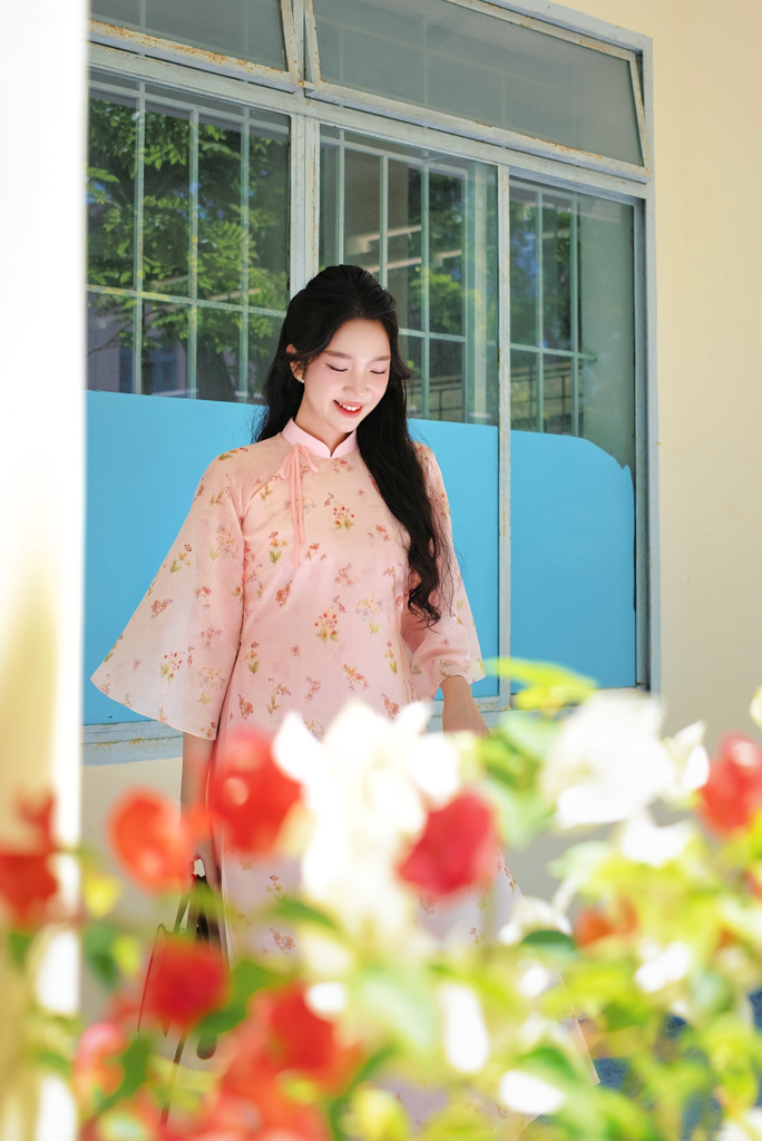 Áo dài dáng suôn An Phương - Vườn hồng