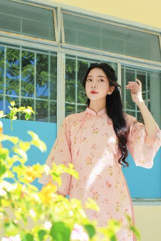 Áo dài dáng suôn An Phương - Vườn hồng