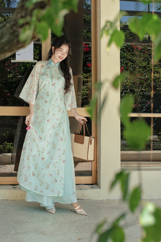 Áo dài dáng suôn An Phương - Vườn xanh