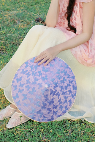 Nón lá bọc vải Hồ điệp - Tím ánh xanh