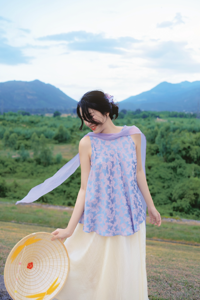 Áo vạc bay Hồ Điệp - Tím ánh xanh