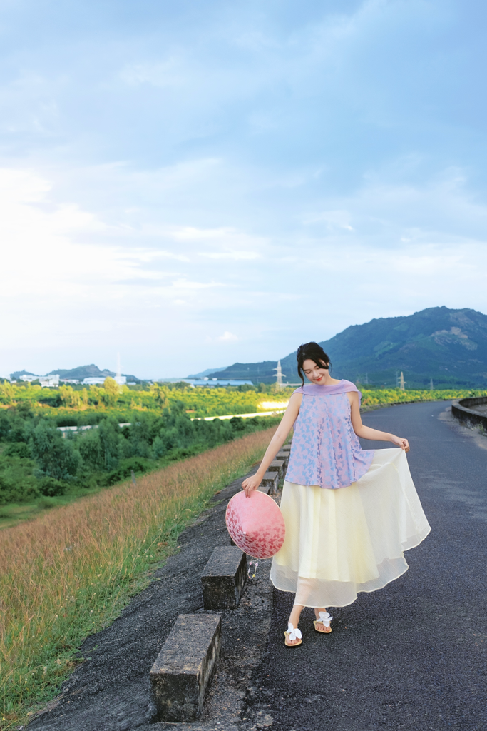 Áo vạc bay Hồ Điệp - Tím ánh xanh