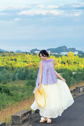 Áo vạc bay Hồ Điệp - Tím ánh xanh