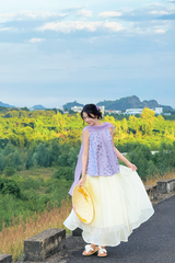 Áo vạc bay Hồ Điệp - Tím ánh xanh