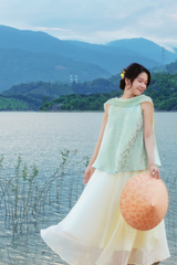 Áo vạc bay Hồ Điệp - Xanh non