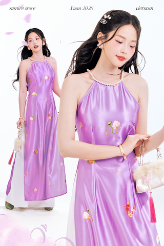 Áo dài cổ yếm Ỷ Xuân Phong - Tím