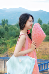 Đầm lụa tơ tằm Phụng Yến - Hồng sáng phúc thọ