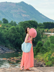 Đầm lụa tơ tằm Phụng Yến - Hồng sáng phúc thọ