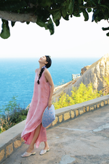 Đầm lụa tơ tằm Phụng Yến - Hồng đất hoa cúc