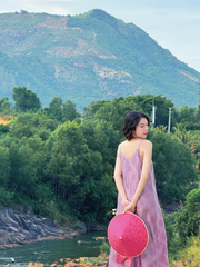 Đầm lụa tơ tằm Phụng Yến - Tím môn phúc thọ