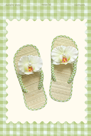Dép chiếu cói đính hoa Đá xay - Bơ dừa