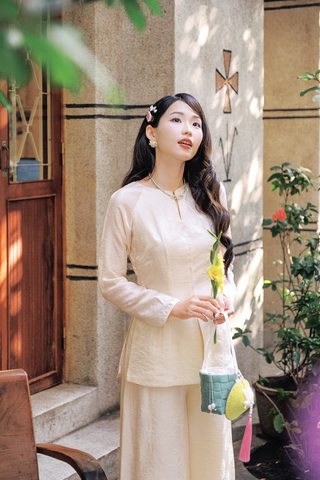 Áo bà ba Phượng Châu - Kem