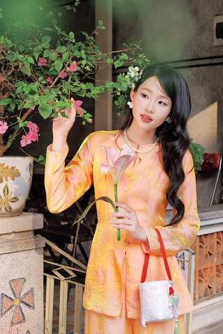 Áo bà ba Phượng Châu - Cam đào