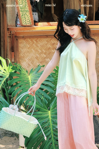 Áo yếm lụa ren Bọt Mây - Mây cỏ