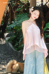 Áo yếm lụa tơ Bọt Sóng - Ánh hồng