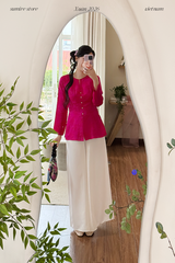 Áo bà ba lụa tơ tằm Phượng Đoan - Hồng sen