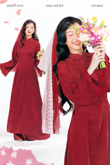 Áo dài dáng ôm gấm tay loe Phúc Trâm - Đỏ
