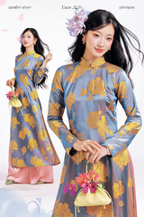 Áo dài Truyền thống Quý Xuân - Xanh đá