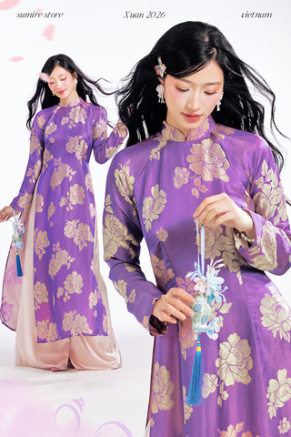Áo dài Truyền thống Quý Xuân - Tím