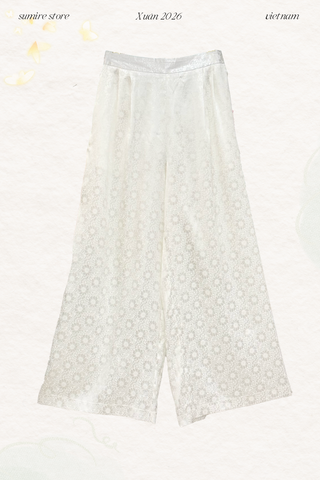 Quần gấm Lan Chi (có túi) - Trắng