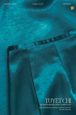 Quần dây kéo ống rộng Tuyết Chi - Xanh cổ vịt