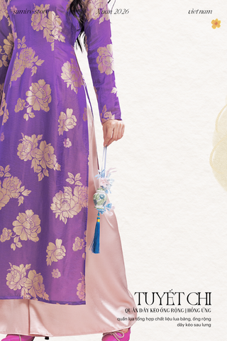 Quần dây kéo ống rộng Tuyết Chi - Hồng ửng