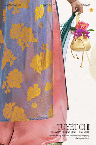 Quần dây kéo ống rộng Tuyết Chi - Hồng ngọt