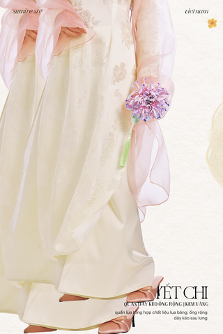 Quần dây kéo ống rộng Tuyết Chi - Kem vàng