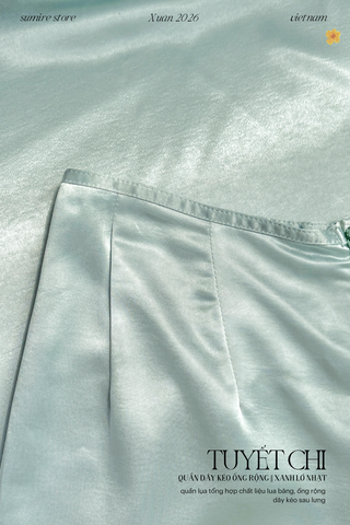 Quần dây kéo ống rộng Tuyết Chi - Xanh lơ nhạt