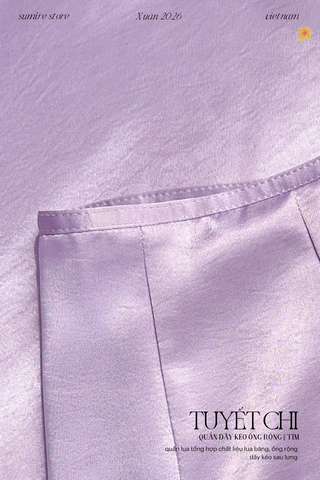 Quần dây kéo ống rộng Tuyết Chi - Tím