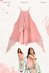 Áo yếm tơ nhũ Trà lụa - Hồng ửng