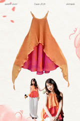 Áo yếm tơ nhũ Trà lụa - Mận cam