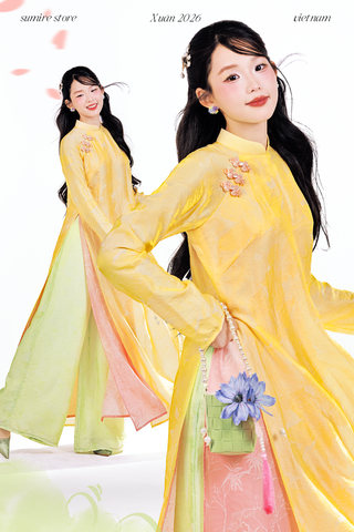 Áo dài tà đôi Vạn Xuân - Vàng nắng