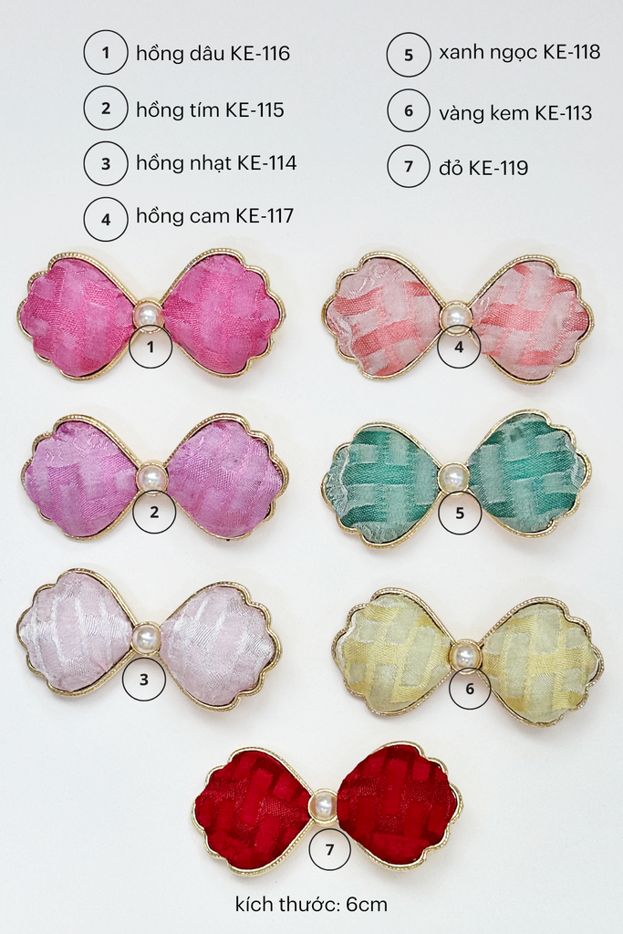 Kẹp tóc bọc lụa tơ tằm Gấm Tiên - Cánh nơ