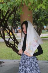 Khăn lụa tơ tằm tự nhiên in họa tiết 1 mặt mã S11