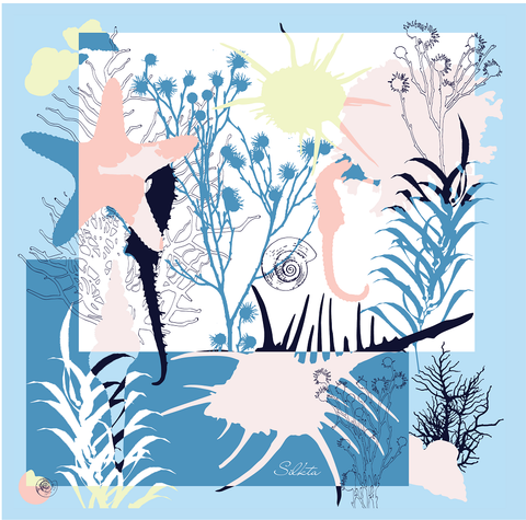 Aqua Fantaisie - Natural Silkscarf 90*90cm
