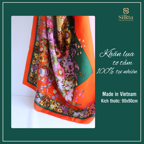 Silkta Silk Scarf - Melody of Spring Sunshine 90x90cm