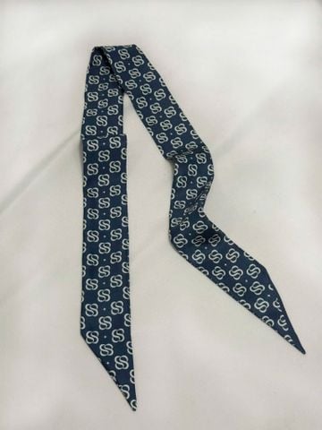 Khăn Twilly lụa tơ tằm tự nhiên Duyên tơ gọi nắng - Navy 100*5cm