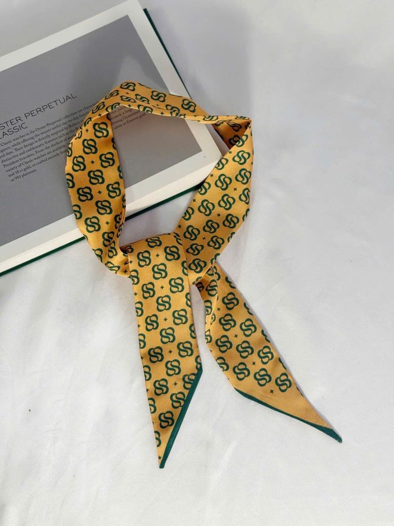 Khăn Twilly lụa tơ tằm tự nhiên Duyên tơ gọi nắng - Cam 100*5cm