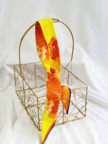 Khăn Twilly lụa tơ tằm tự nhiên Hương nắng cam 100*5cm