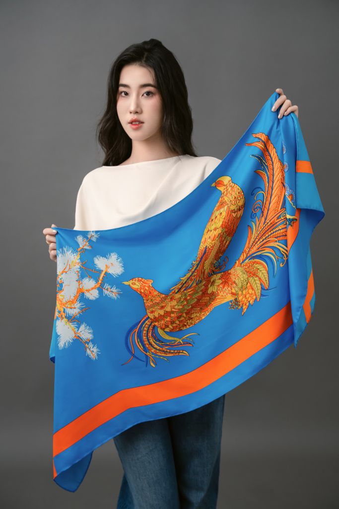 Kim Sac Phuong Hoang (Golden Phoenix Radiance - Natural Silk Scarf)