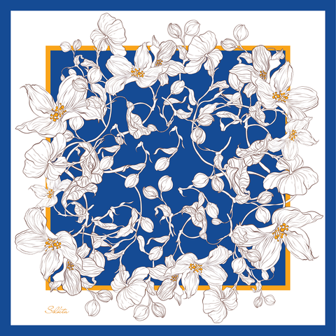 Luna Bloom Natural Silkscarf 90*90cm