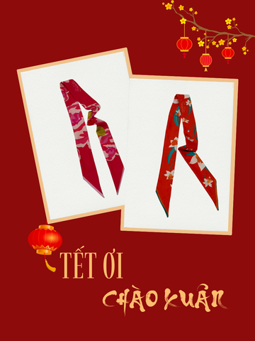 Combo 2 khăn Twilly lụa tơ tằm tự nhiên 100% C2S04