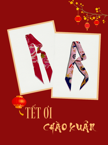 Combo 2 khăn Twilly lụa tơ tằm tự nhiên 100% C2S05