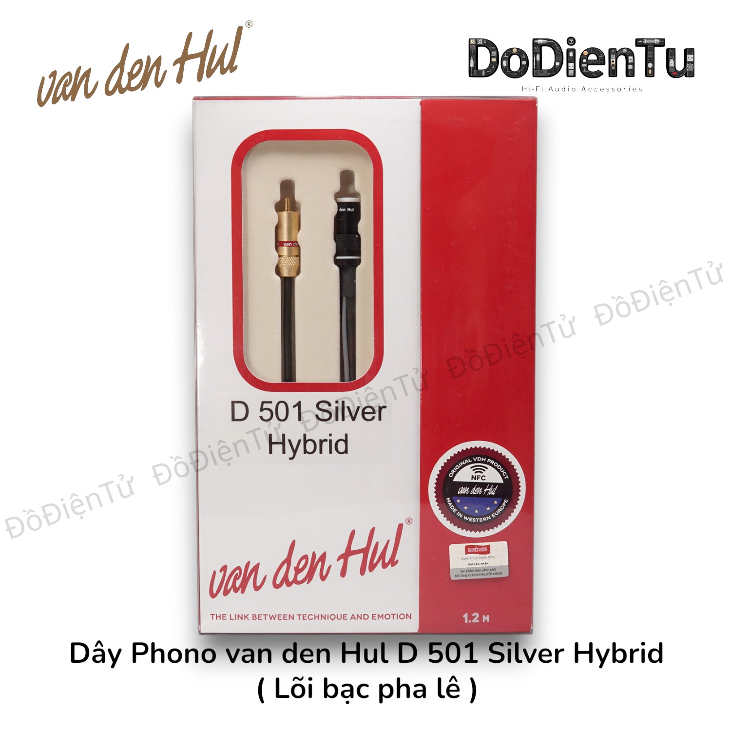 van den hul - The D 501 Silver Hybrid - Phono Cable Din 5 - RCA 