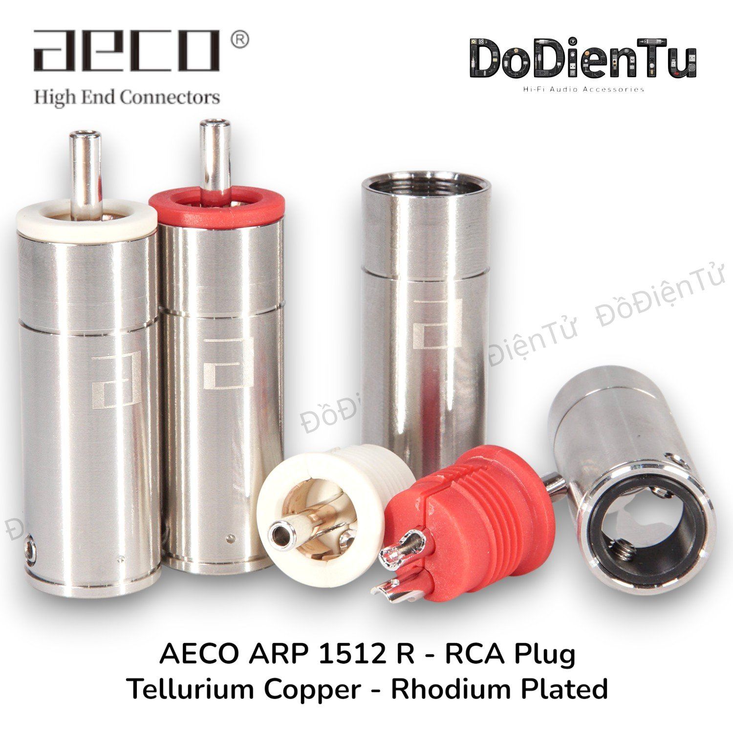 aeco ARP-1512 (R) RCA Plug - Tellurium Copper Rhodium Plated Ø11mm (4 pcs)
